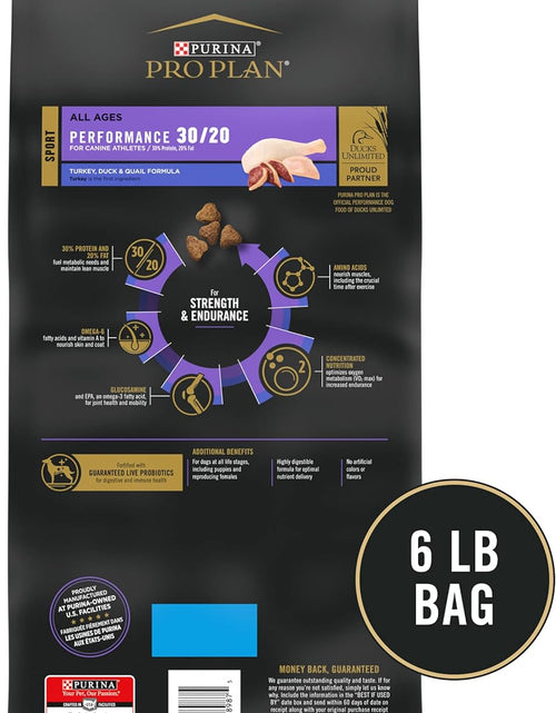 Load image into Gallery viewer, Sport Performance 30/20 Turkey, Duck &amp; Quail Formula Dry Dog Food - 6 Lb. Bag
