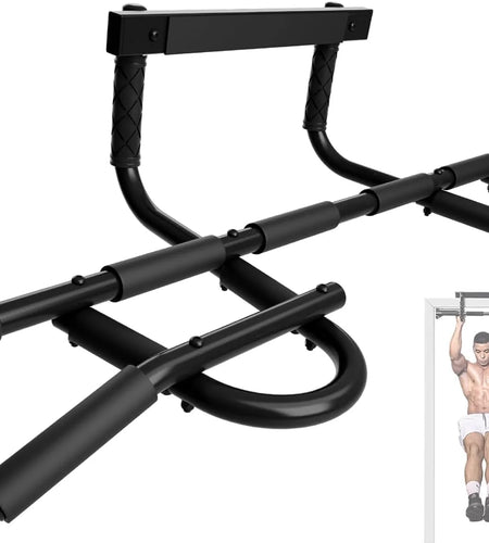 Heavy Duty Pull up Bar for Doorway, Solid 1 Piece Main Bar Construction, Multi Grips Pullup Bar for Home Gym Workout, No Screws Portable Door Frame Horizontal Chin up Bar