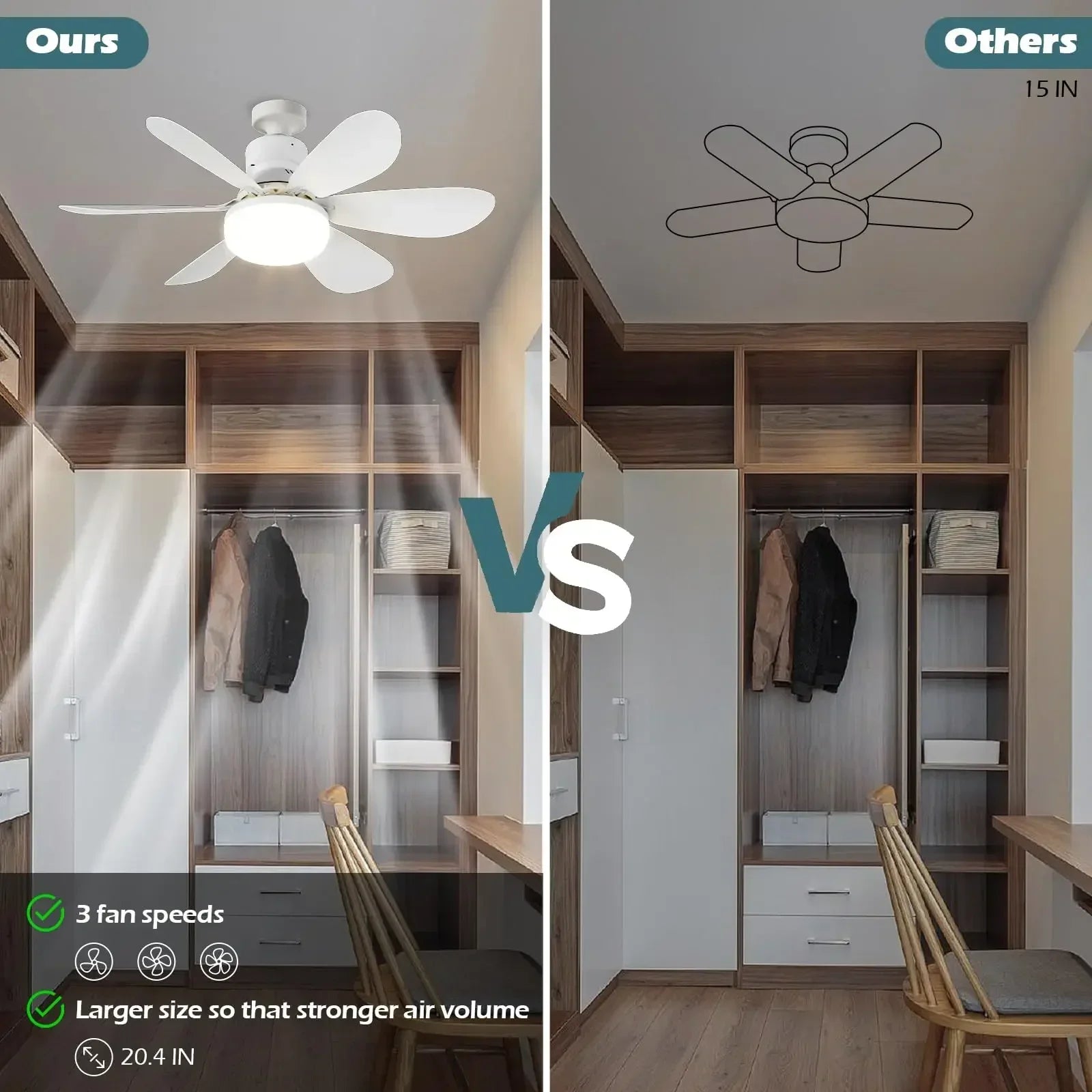 Ceiling Fan Light LED 30W E27 with Remote Control for Dimming, Suitable for Living Room, Study, Household Use, 85-265V