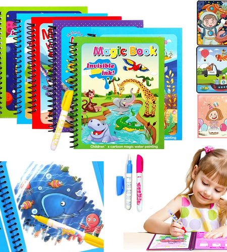 1Pcs Magical Book Water Drawing Montessori Toys Reusable Coloring Book Magic Water Drawing Book Sensory Early Education Toys