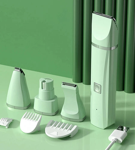 UBBT 4 in 1 Pet Electric Hair Clipper with 4 Blades Grooming Trimmer Nail Grinder Professional Recharge Haircut for Dogs Cat