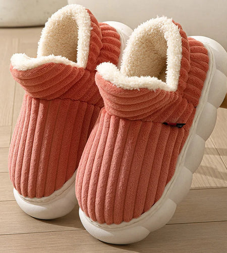 Unisex Winter Home Warm Slippers Plush Women Indoor Fur Slides High Top Concise outside Waterproof Slippers Shoes Men Boots