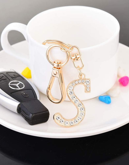 Load image into Gallery viewer, Keychain for Women Purse Charms for Handbags Crystal Alphabet Initial Letter Pendant with Key Ring
