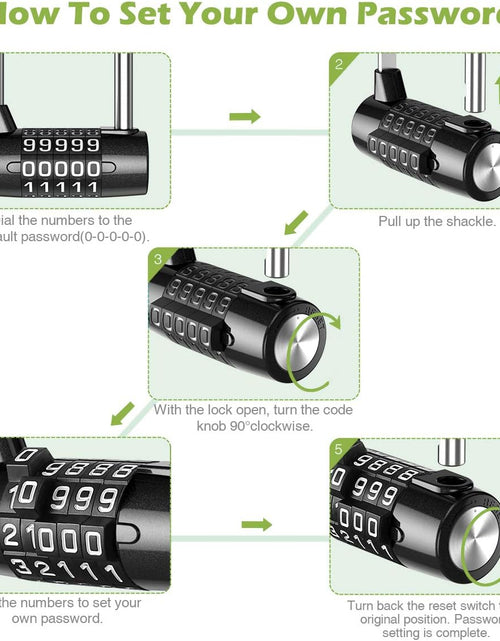 Load image into Gallery viewer, 5 Digit Combination Padlock, 4.65 Inch Long Shackle Resettable Padlock, Lengthened Gym Lock Waterproof for School, Employee, Gym &amp; Sports Locker, Gate, Case, Toolbox, Fence - Black
