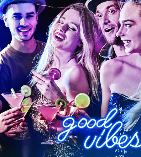 Good Vibes Neon Sign for Bedroom Wall Decor Powered by USB Neon Light, Ice Blue Color,16.1"X8.3"X0.6"