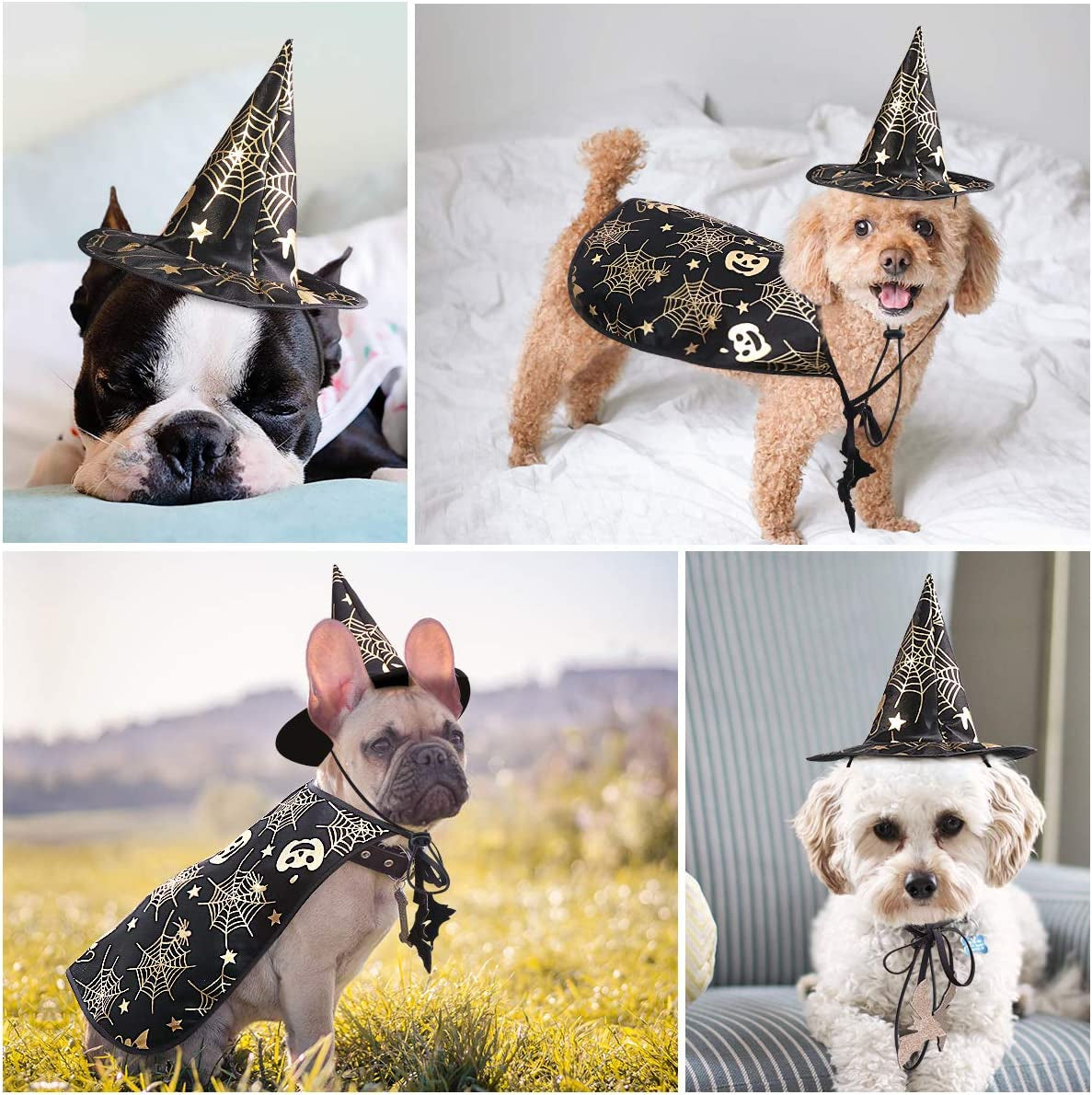 Pet Halloween Costumes Cape with Wizard Hat Dog Cat Halloween Apparels