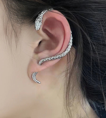 Vintage Snake Wrap Ear Hook Stainless Steel Earrings for Women Gothic Accessories Clip on Earrings Women'S Trend Earrings 2022