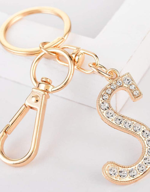 Load image into Gallery viewer, Keychain for Women Purse Charms for Handbags Crystal Alphabet Initial Letter Pendant with Key Ring
