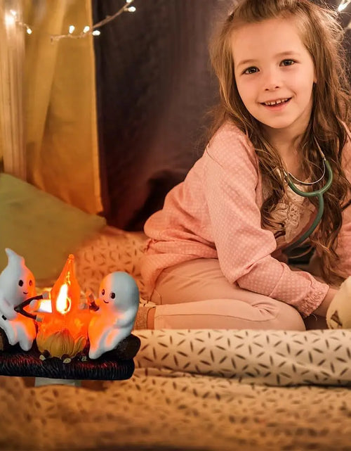 Load image into Gallery viewer, Ghost Campfire Flickering Night Light 3D Flame Ghosts Roasting Plug Wall Spooky Fire Marshmallow Night Light for Halloween Decor
