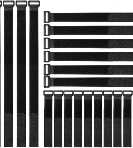 Reusable Fastening Cable Straps and Cable Ties Set 20 Pack(8"-12"-18") by , Adjustable Multi-Purpose Hook and Loop Cord Ties to Keep Cords Organized and Tidy