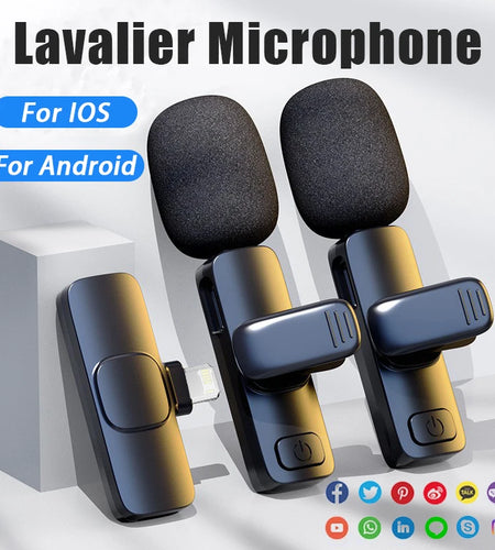 Wireless Lavalier Microphone Mini Audio Video Recording for Iphone 14 Promax 13 12 11 Mic Live Broadcast Gaming Mic for Android