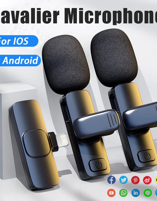 Load image into Gallery viewer, Wireless Lavalier Microphone Mini Audio Video Recording for Iphone 14 Promax 13 12 11 Mic Live Broadcast Gaming Mic for Android
