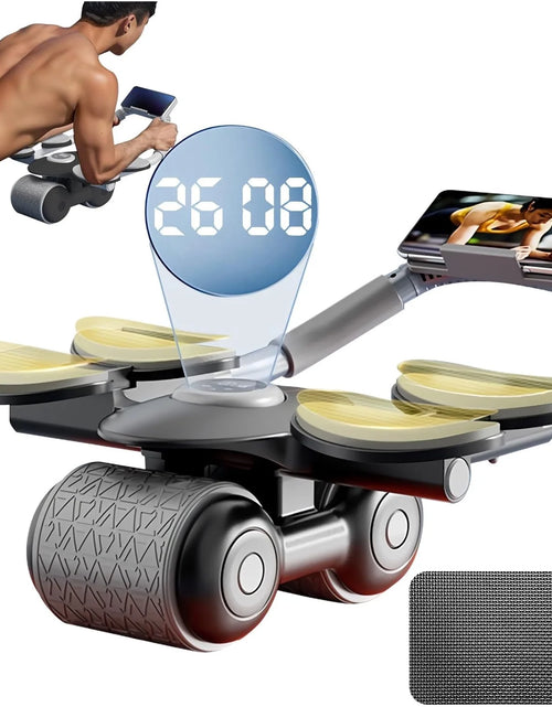 Load image into Gallery viewer, New with Timer Ab Abdominal Exercise Roller with 4 Elbow Supports, Abs Roller Wheel Core Exercise Equipment, Automatic Rebound Abdominal Wheel
