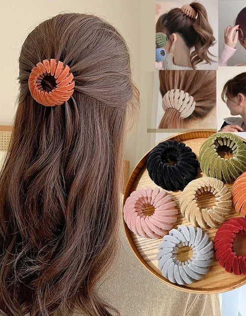 Load image into Gallery viewer, Ponytail Hair Rings Clips Hair Clips Women Bird Nest Shaped Hair Hairpin Simple Magic Lazy Braider Tool Women Hair Accessories
