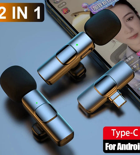 Wireless Lavalier Microphone Mini Audio Video Recording for Iphone 14 Promax 13 12 11 Mic Live Broadcast Gaming Mic for Android