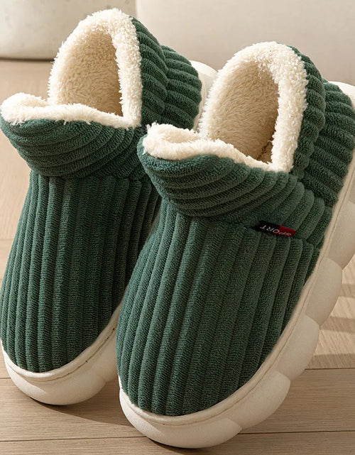 Load image into Gallery viewer, Unisex Winter Home Warm Slippers Plush Women Indoor Fur Slides High Top Concise outside Waterproof Slippers Shoes Men Boots
