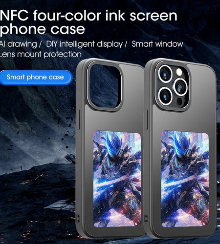 Eink Screen Smart NFC Phone Case for  15 14 13 Pro Max DIY E Ink Back Display Protection Case Free Case