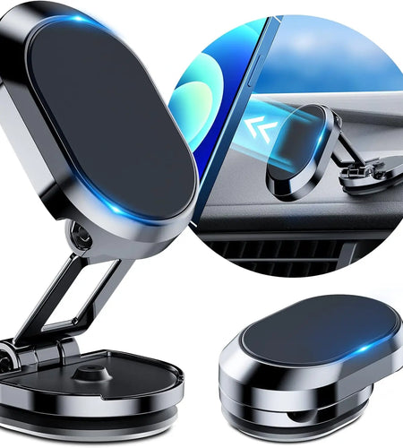 Magnetic Phone Holder for Car, Alloy Folding Mount, Universal Compatibility, 360° Rotation, for All Smartphones Holder for Car