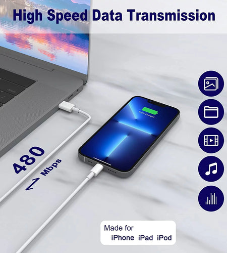 Iphone Fast Charger, 3 Pack [Apple Mfi Certified] PD 20W Type C Fast Charger Block with 6FT USB C to Lightning Fast Charging Data Sync Cable Compatible for Iphone 14 13 12 11 Pro Max XS XR X 8 Ipad