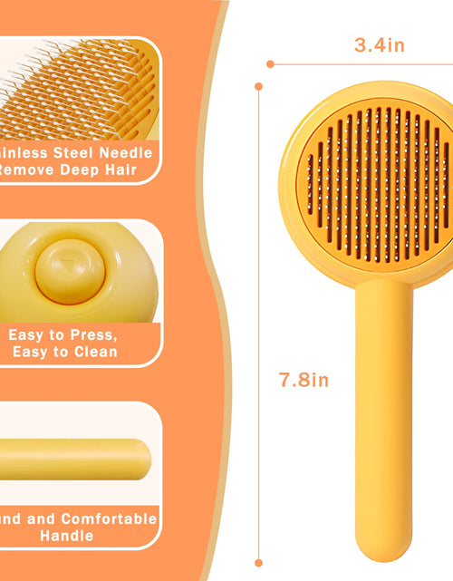 Load image into Gallery viewer, Cat Brushes for Indoor Cats - Pet Self Cleaning Slicker Brush Removes Deep Waste Hair - Cats Dogs Resin Protected Massage Comb(Yellow)
