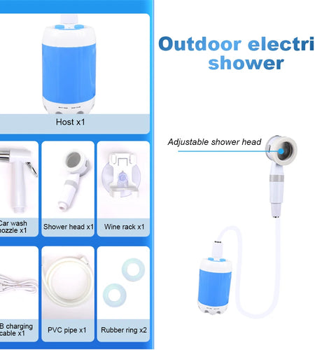 Portable Outdoor Shower Set Handheld Shower Head Adjustable Flow Camping Shower for Hiking Backpacking Beach Traveling
