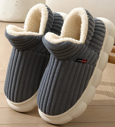 Unisex Winter Home Warm Slippers Plush Women Indoor Fur Slides High Top Concise outside Waterproof Slippers Shoes Men Boots