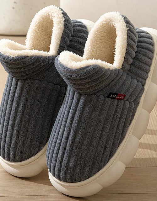 Load image into Gallery viewer, Unisex Winter Home Warm Slippers Plush Women Indoor Fur Slides High Top Concise outside Waterproof Slippers Shoes Men Boots
