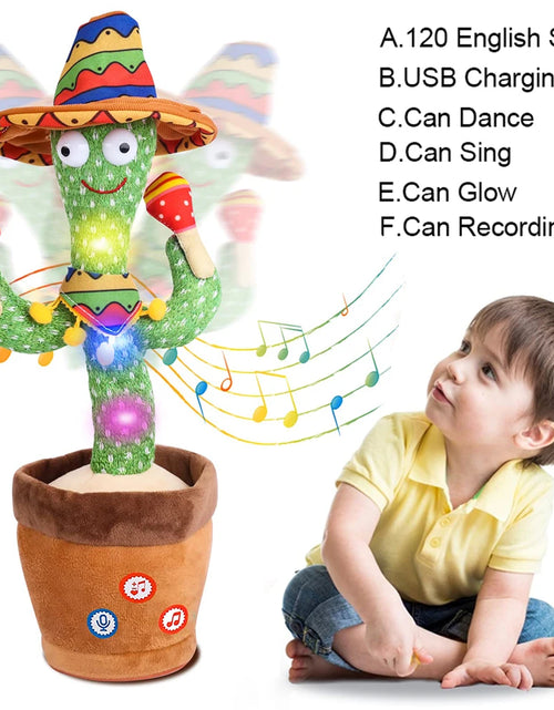 Load image into Gallery viewer, Dancing Talking Cactus Singing Talking Recording Mimic Repeating What You Say Toy Electronic Light up Plush Give for Kids Gifts
