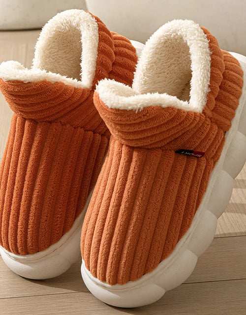 Load image into Gallery viewer, Unisex Winter Home Warm Slippers Plush Women Indoor Fur Slides High Top Concise outside Waterproof Slippers Shoes Men Boots
