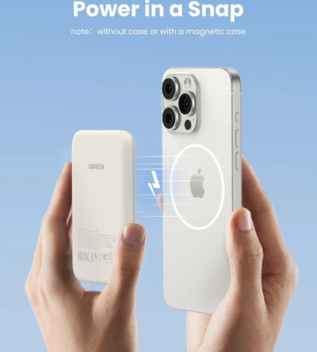 5000Mah Wireless Power Bank, Fast Charging Portable Charger, Battery Pack for Iphone, White