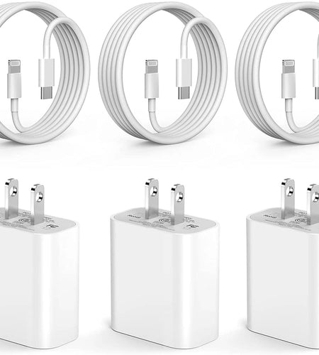 Iphone Fast Charger, 3 Pack [Apple Mfi Certified] PD 20W Type C Fast Charger Block with 6FT USB C to Lightning Fast Charging Data Sync Cable Compatible for Iphone 14 13 12 11 Pro Max XS XR X 8 Ipad